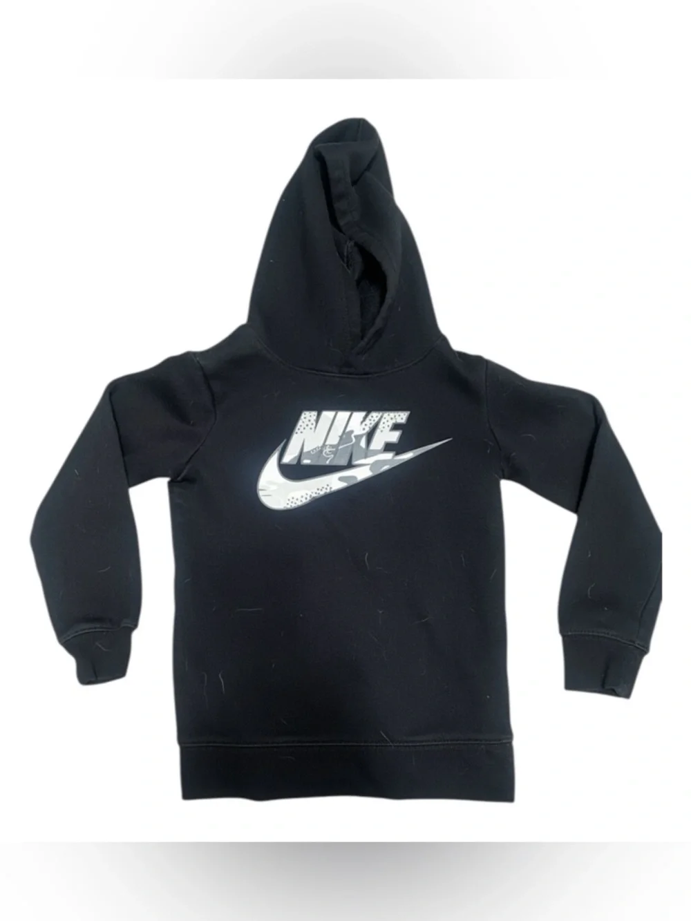 Nike Black Kids Hoodie with Gray Camo Swoosh - Picture 2 of 3